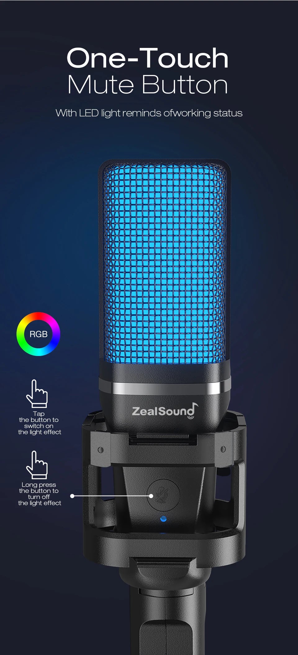 Zealsound RGB USB Gaming Condenser Microphone PC/PS5