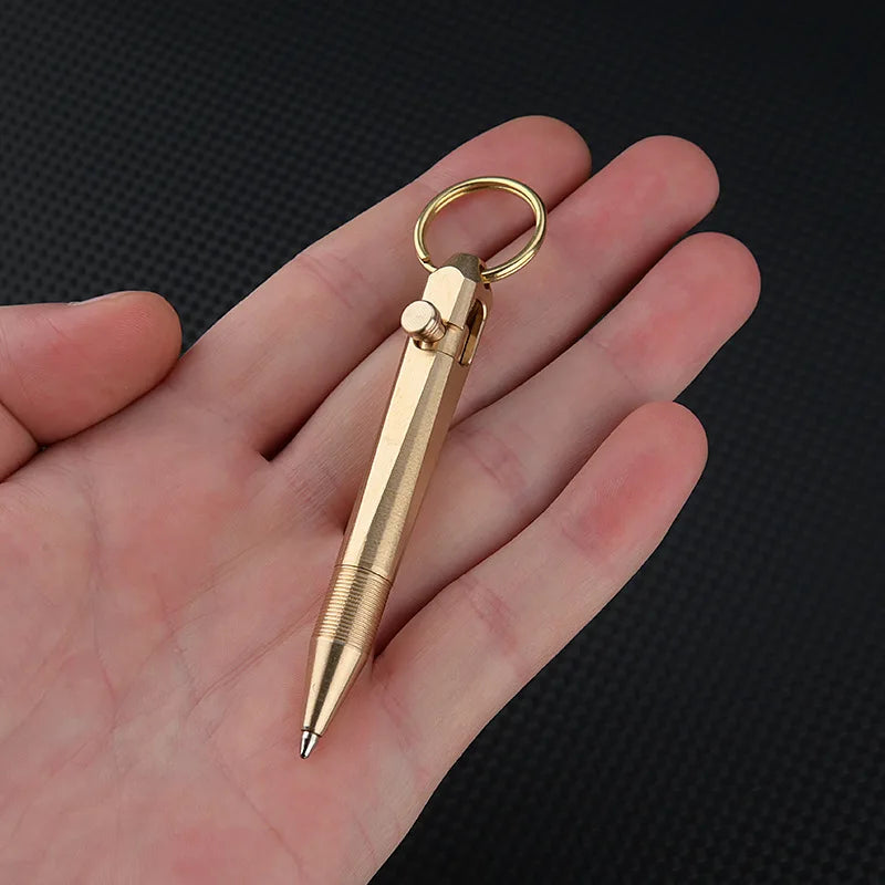 MINI Brass Pen Keychain EDC Portable Signature Ballpoint