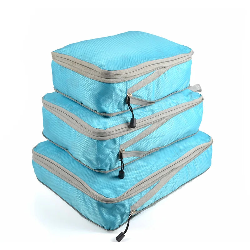 Set/3 Compressible Travel Storage Bag Waterproof Cubes