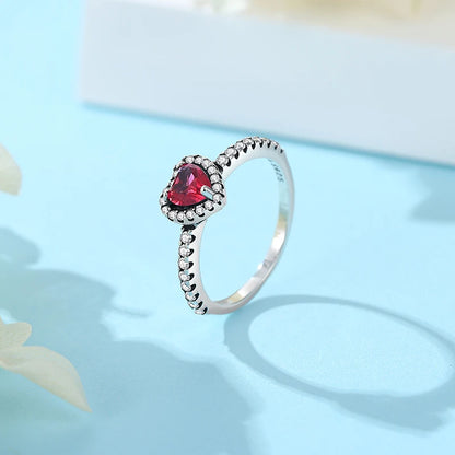 Original 925 Sterling Silver Ring Heart Sun Moon CZ