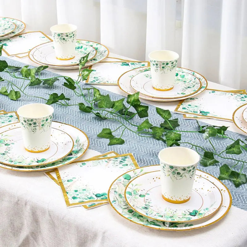 Sage Green Disposable Tableware Set