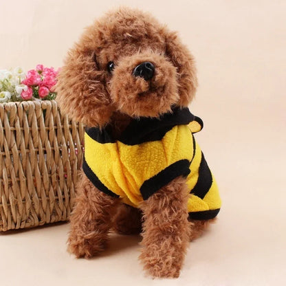 Bee Pet Coat Fleece Dog Cat Hoodie Halloween Costume