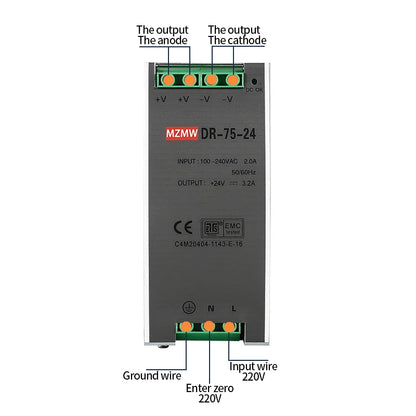 MZMW DR75 Industrial DIN Rail Single Output Power Supply