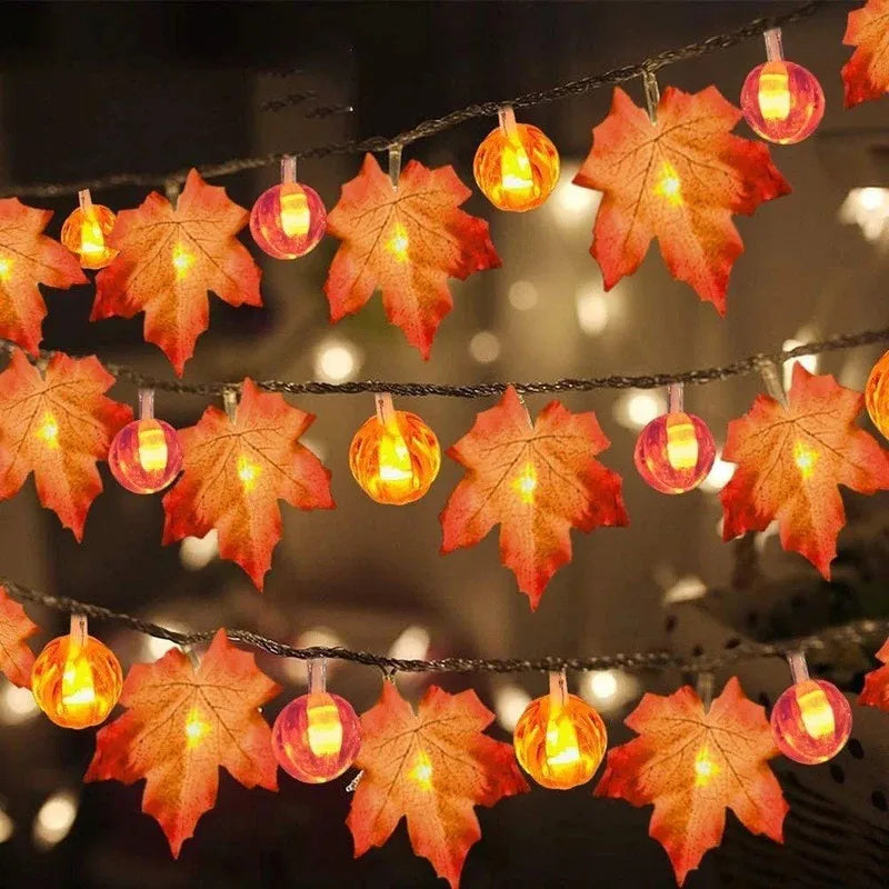 Artificial Maple Leaves Pumpkin LED Fairy String Lights