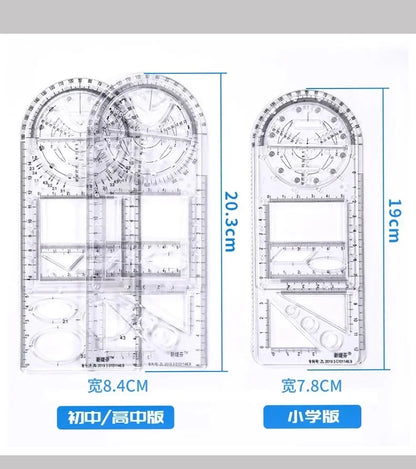 Professional Geometric Ruler Set Math Drawing Template