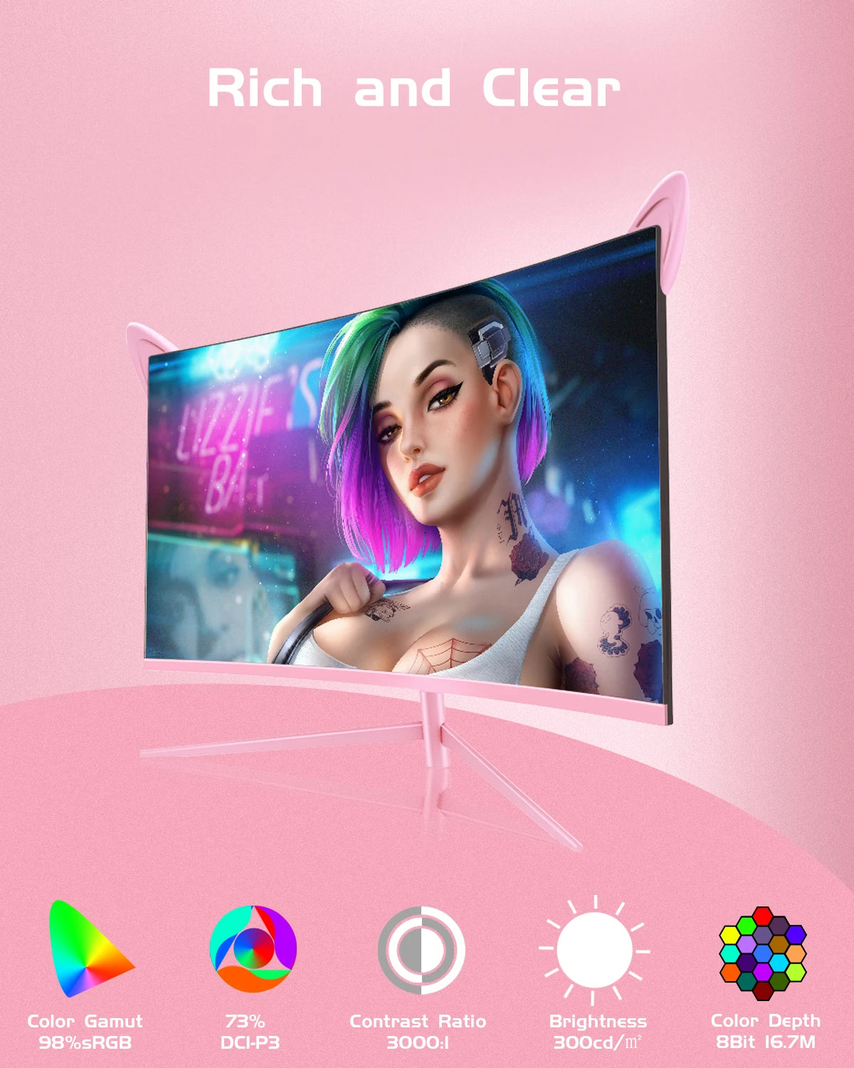 27-Inch Curved Pink QHD Gaming Monitor