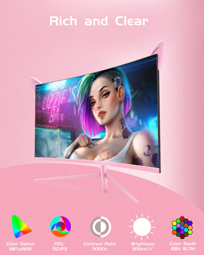 27-Inch Curved Pink QHD Gaming Monitor