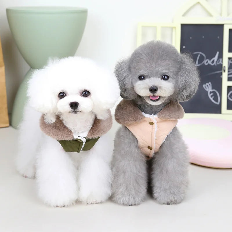 CDDMPET Waterproof Fur Collar Winter Dog Jacket Warm