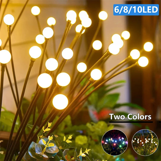 6/8/10 LED Solar Firefly Garden Lights Outdoor Waterproof