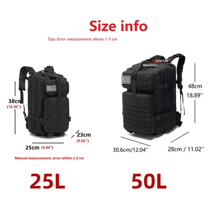 1000D Nylon Waterproof Tactical Backpack Outdoor 25L/50L