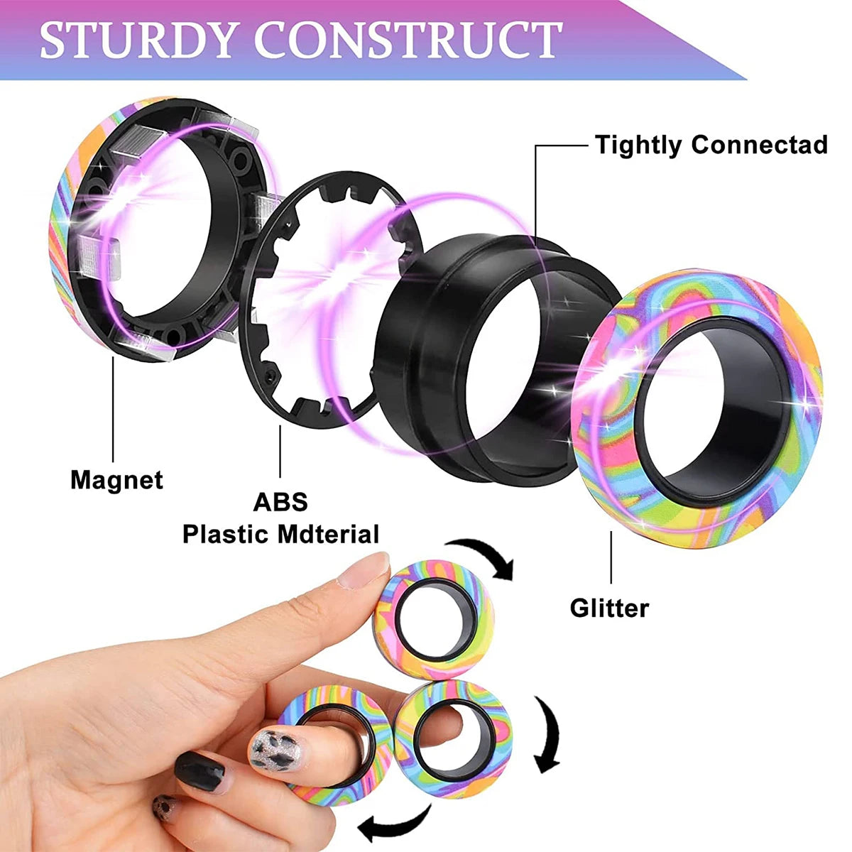 Magnetic Fidget Ring Set (3 pcs)