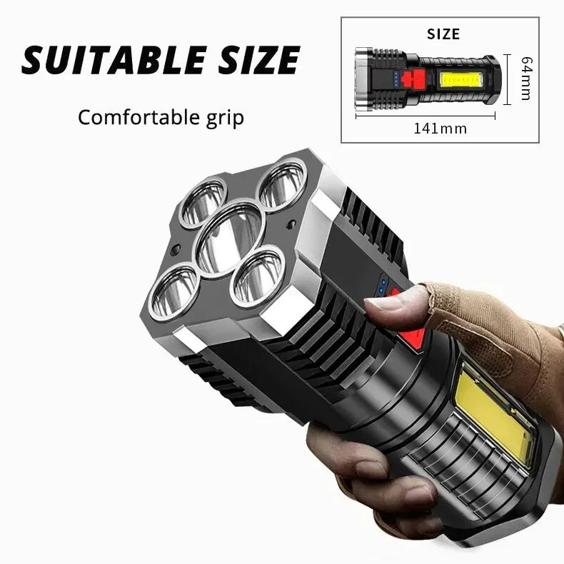 5LED High Power Flashlight Rechargeable Spotlight