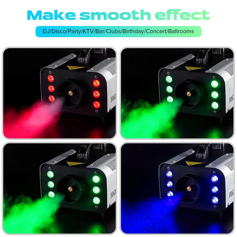 1200W Mini RGB LED Smoke Machine Remote Wedding Disco