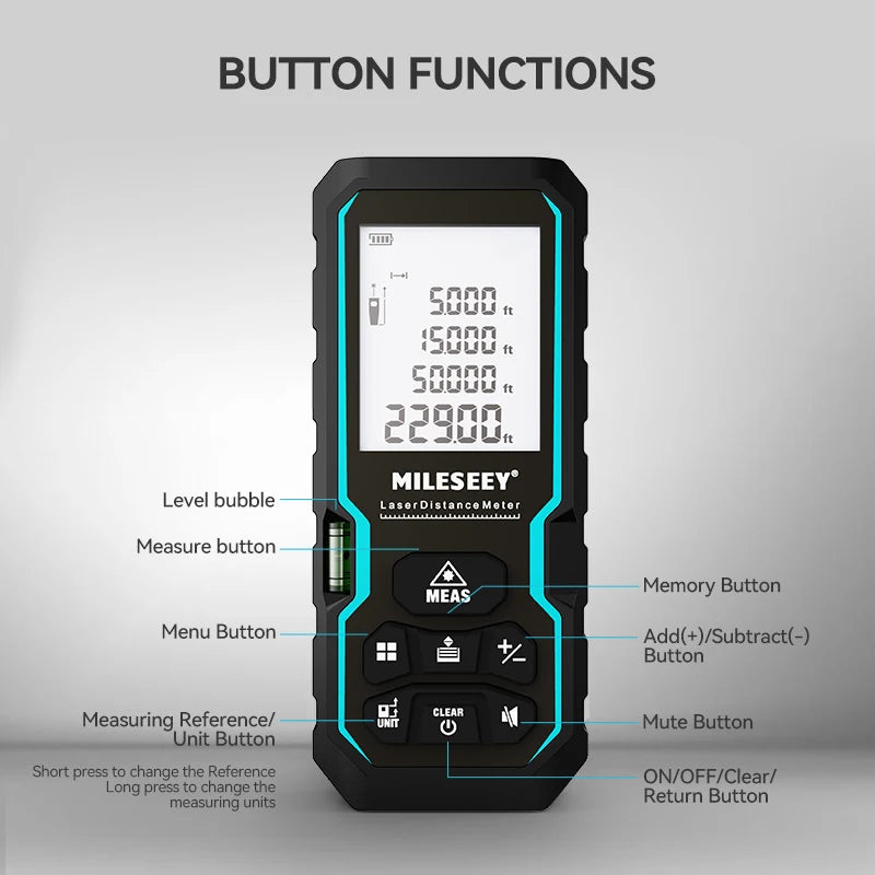 MILESEEY S6 Laser Tape Measure IP54 Rangefinder 40M-100M