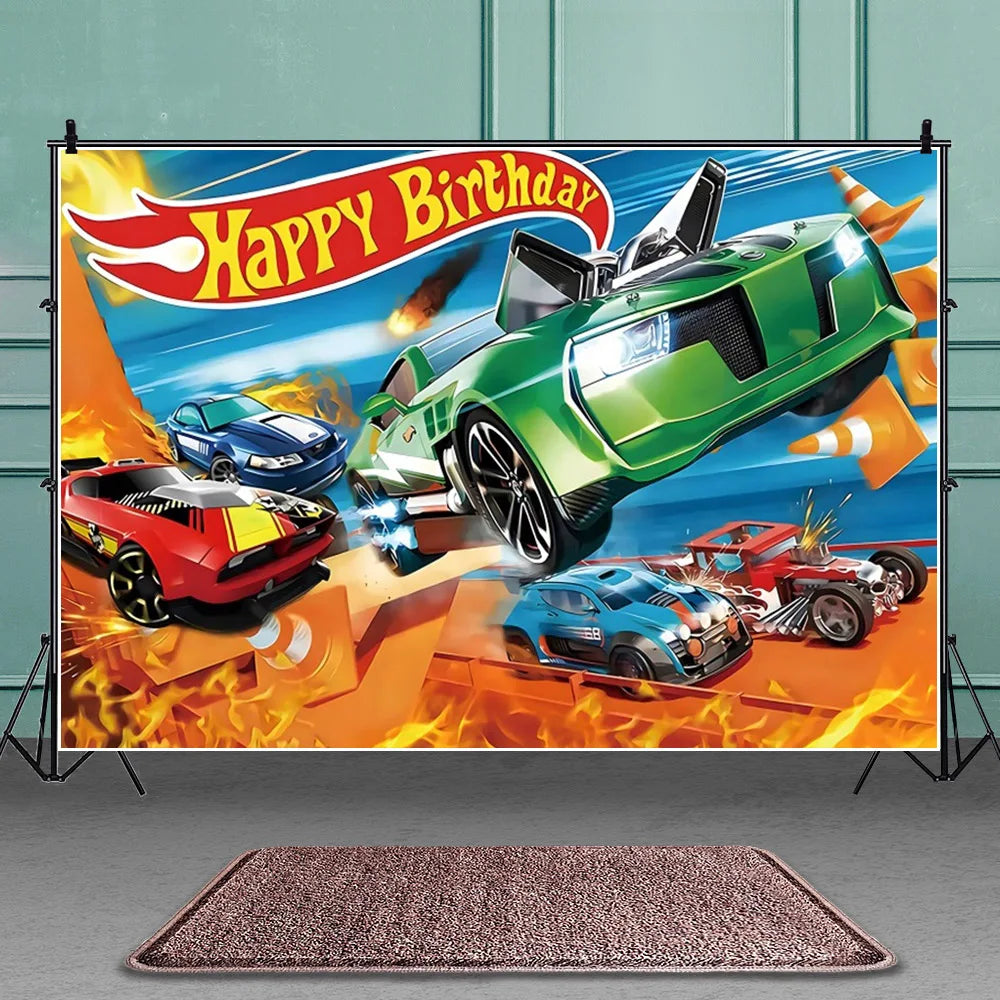 Hot Wheels Racing Car Disposable Tableware Birthday Decor