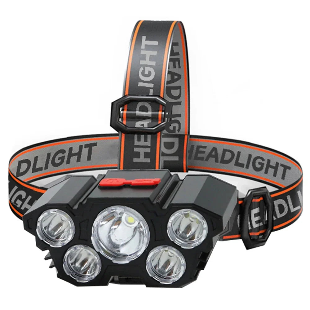 5 LED Headlamp Rechargeable Strong Light Fishing Camping