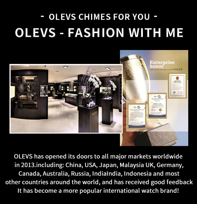 OLEVS Quartz Watch Men Luxury Diamonds Waterproof Steel