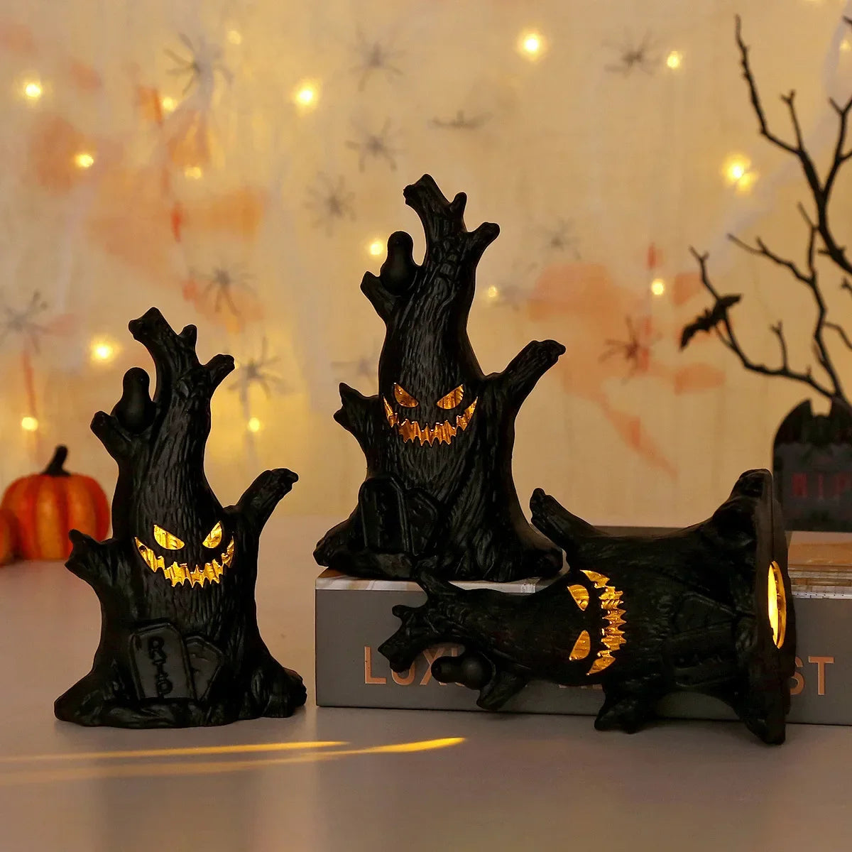 Halloween Ghost Tree Glow Lights Spooky Atmosphere Decor