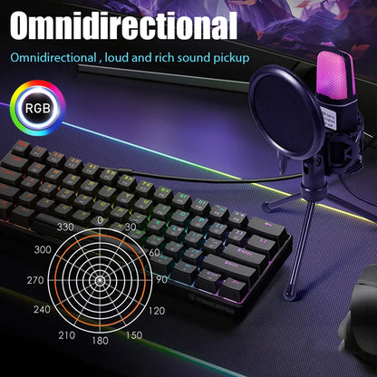 SF666R USB RGB Gaming Condenser Mic Streaming