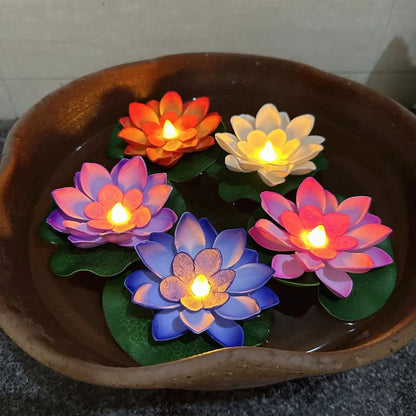 LED Lotus Floating Night Lamp Garden Decor Party Accessory