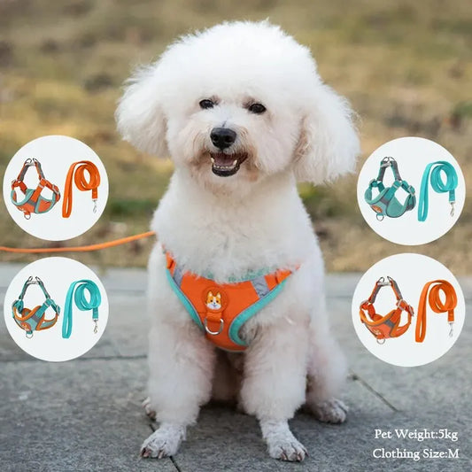 Booteely Suede Pet Chest Harness Vest Reflective Leash