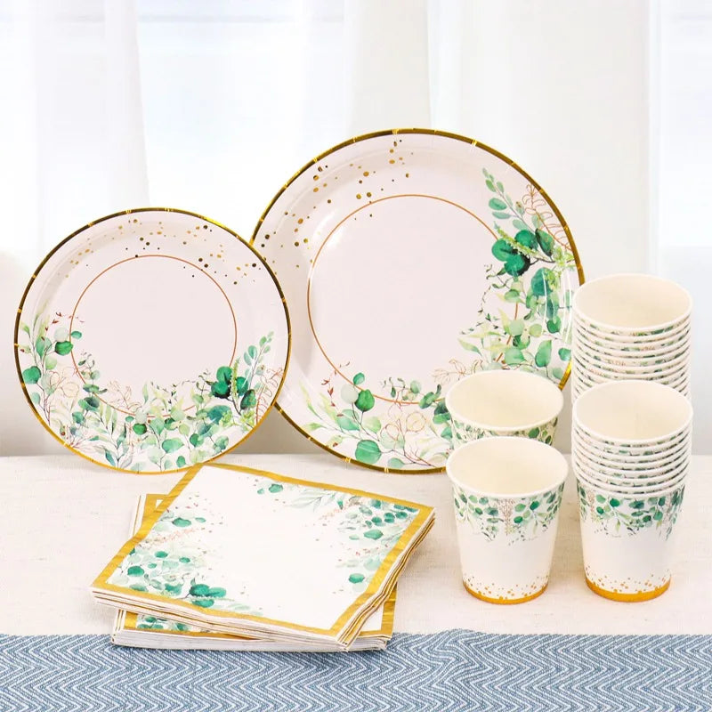 Sage Green Disposable Tableware Set