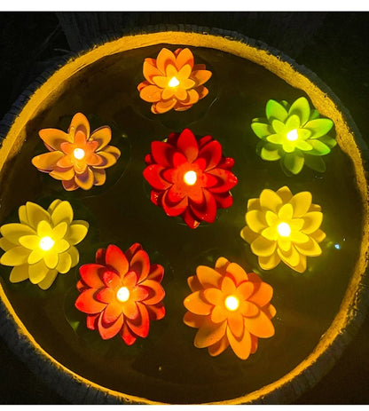 LED Lotus Floating Night Lamp Garden Decor Party Accessory