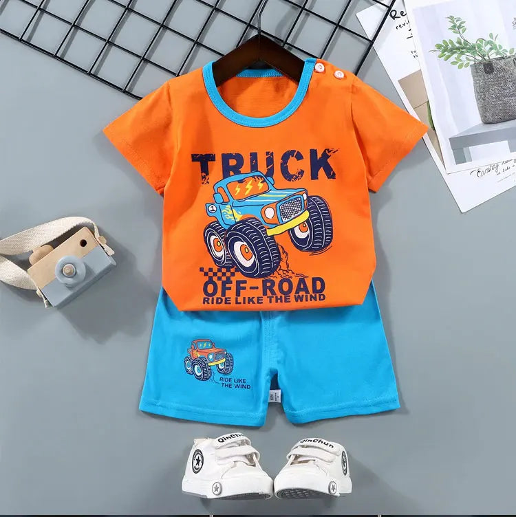 Baby Boy Clothes Set Cute Cartoon Infant Summer T-shirt+Shorts Outfit