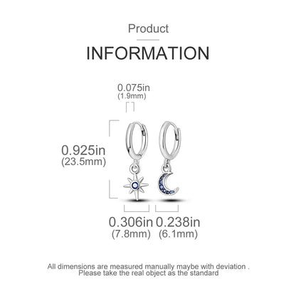 925 Silver Hollow Circle Zircon Dangle Earrings Elegant Chain