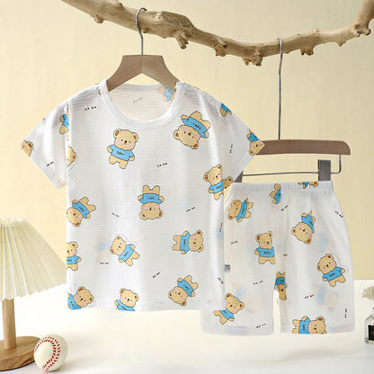 Boys Girls Summer Cotton Soft T-shirt Shorts Toddler Clothing Set