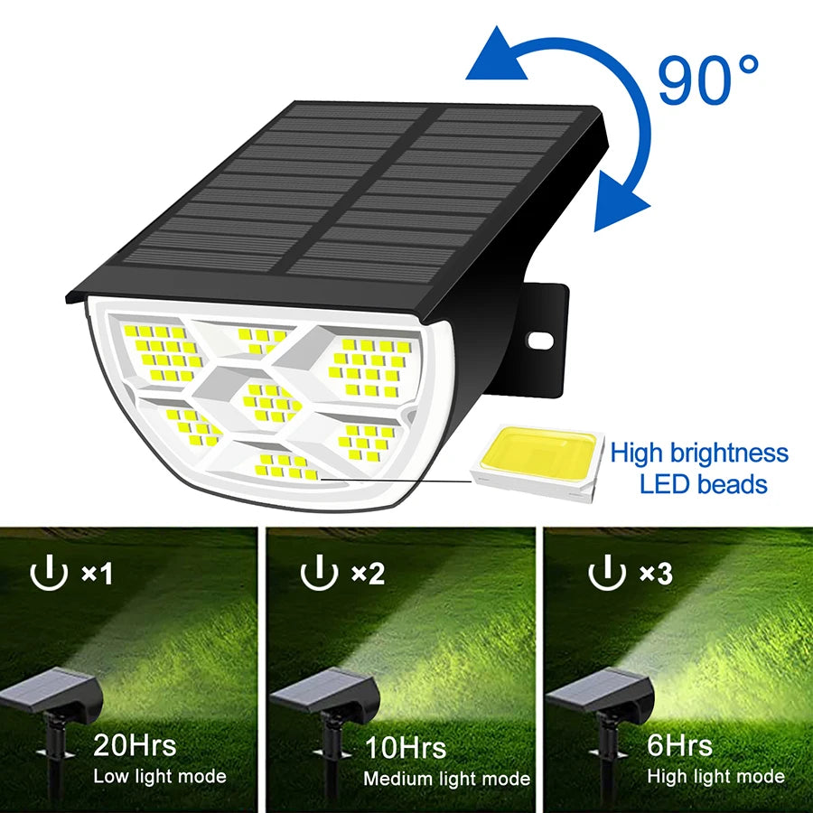 72/68 LED Solar Landscape Lights Outdoor Waterproof Spotlight