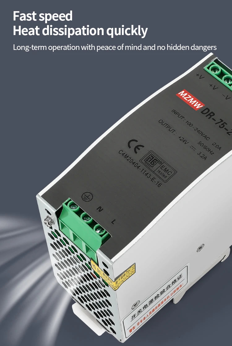 MZMW DR75 Industrial DIN Rail Single Output Power Supply