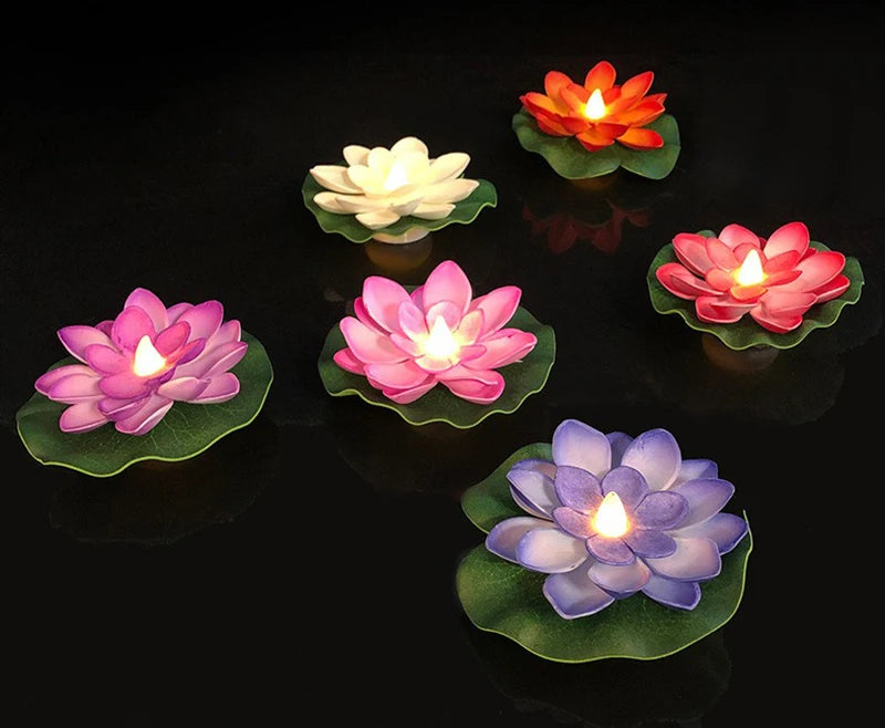 LED Lotus Floating Night Lamp Garden Decor Party Accessory