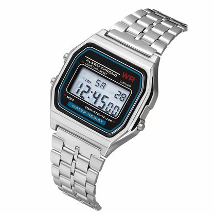 F91W Steel Strap Watch LED Digital Unisex Sports Wristwatch