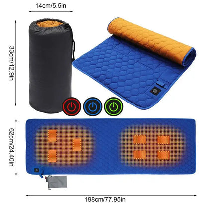 Heated Sleeping Bag Pad USB Power 7 Heating Zones