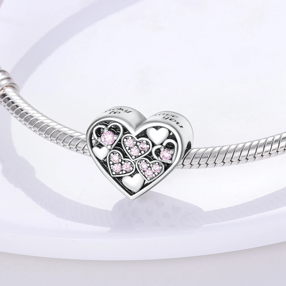 Pink Silver Plated Butterfly Flower Charm Beads for DIY