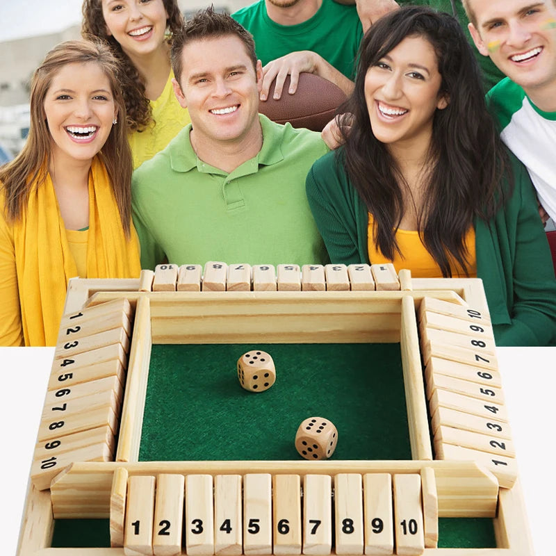 Shut The Box Wooden Dice Game 4 Players Family Party Supplies