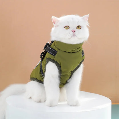 Large Dog Jacket With Harness Waterproof Winter Warm