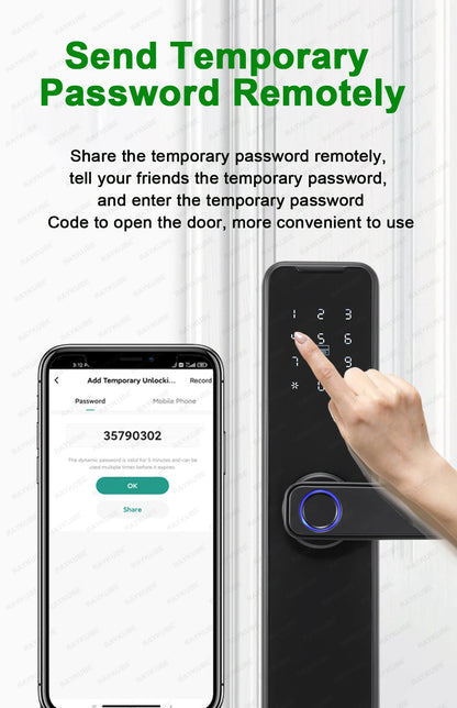 Tuya Bluetooth Intelligence Lock Biometric Fingerprint Smart Keyless Access Password IC Card Smartlife Support 8 Language K7pro+