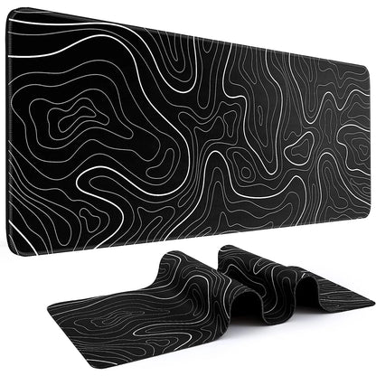 Large Black and White Topographic Gaming Mouse Pad