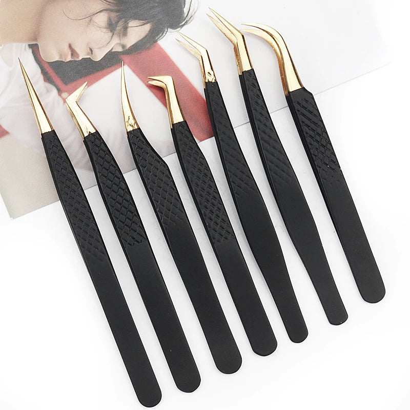 Anti-static Stainless Steel Eyelash Tweezers Precision