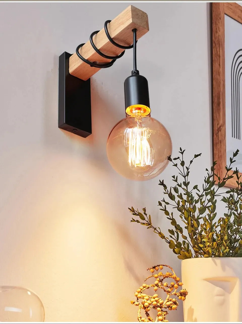 Retro Wood LED Wall Lamp Industrial Loft Decor