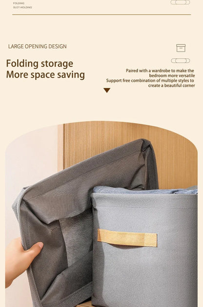 Foldable Clothes Storage Box Steel Frame Wardrobe Organizer