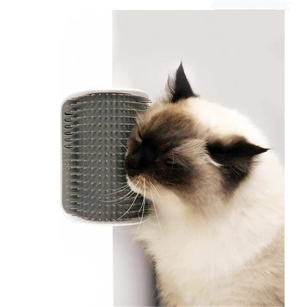 Cat Self Groomer Wall Brush with Catnip Corner Comb