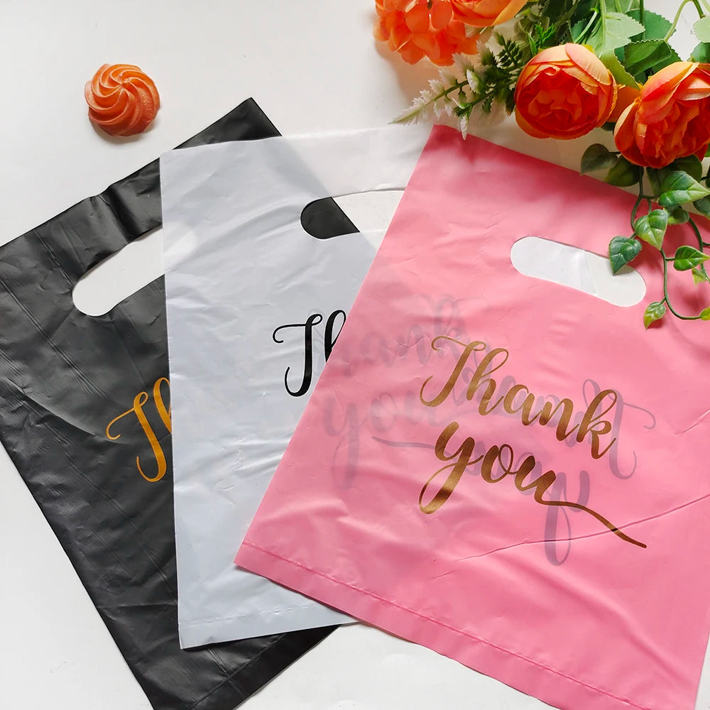 10/50/100Pcs Thank You Gift Bags Plastic Party Treat