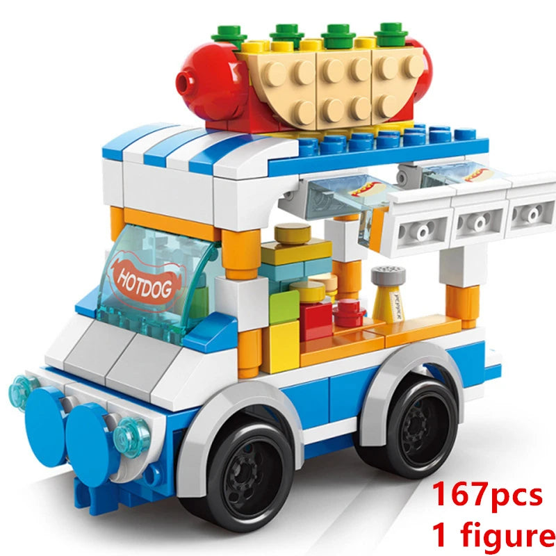 DIY Ice Cream Car Store Blocks Movie Model Kids Toy