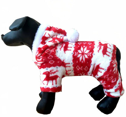 Winter Plush Pet Pajamas Dog Cat Christmas Jumpsuit