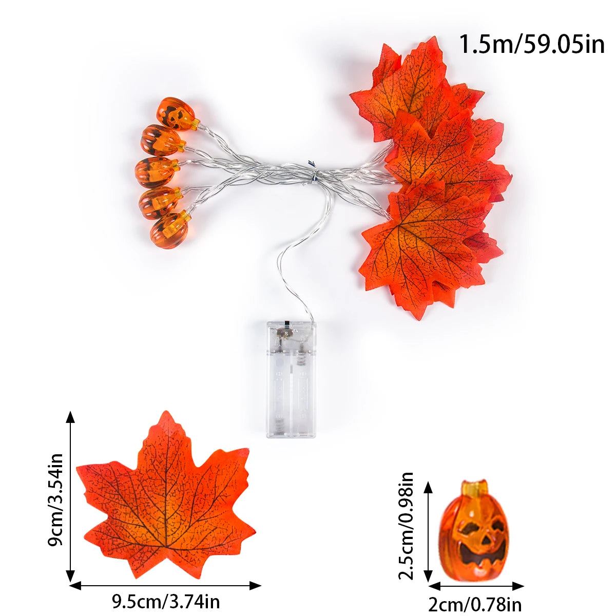 Artificial Maple Leaves Pumpkin LED Fairy String Lights