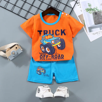 Baby Boy Clothes Set Cute Cartoon Infant Summer T-shirt+Shorts Outfit