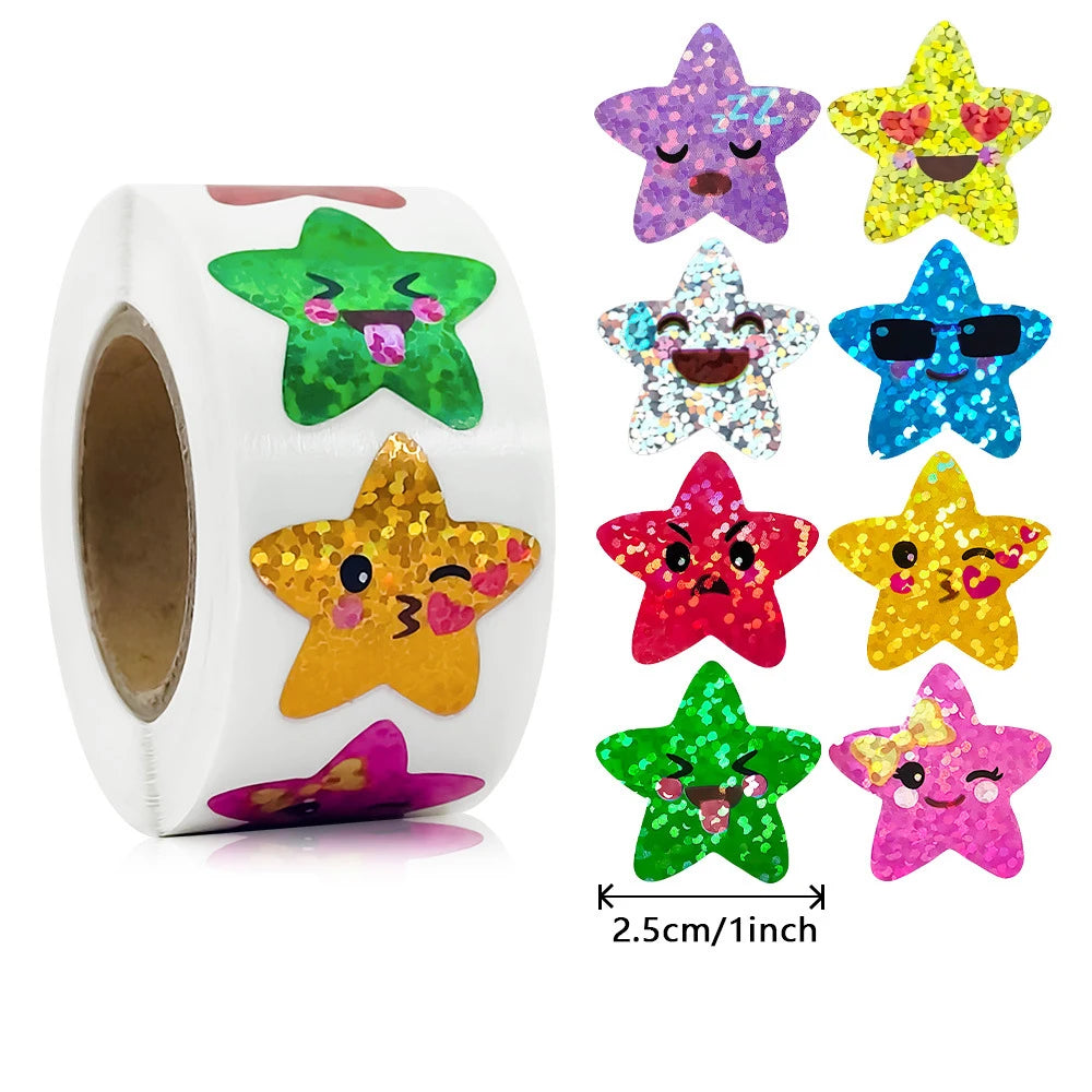 Colorful Star Stickers Holographic DIY School Rewards